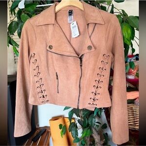 Windsor Tan Asymmetrical Zipper
Lace-Up Blazer